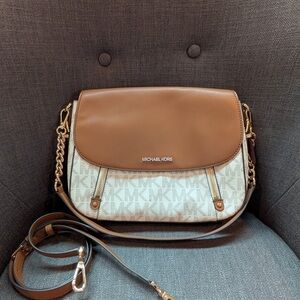 Michael Kors Tan and Cream Crossbody Bag